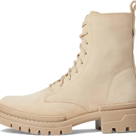 Steve Madden Jamisyn Sand Suede Fashion Lace Up Ankle Chunky Combat Boots 8 NWOB - Picture 1 of 6